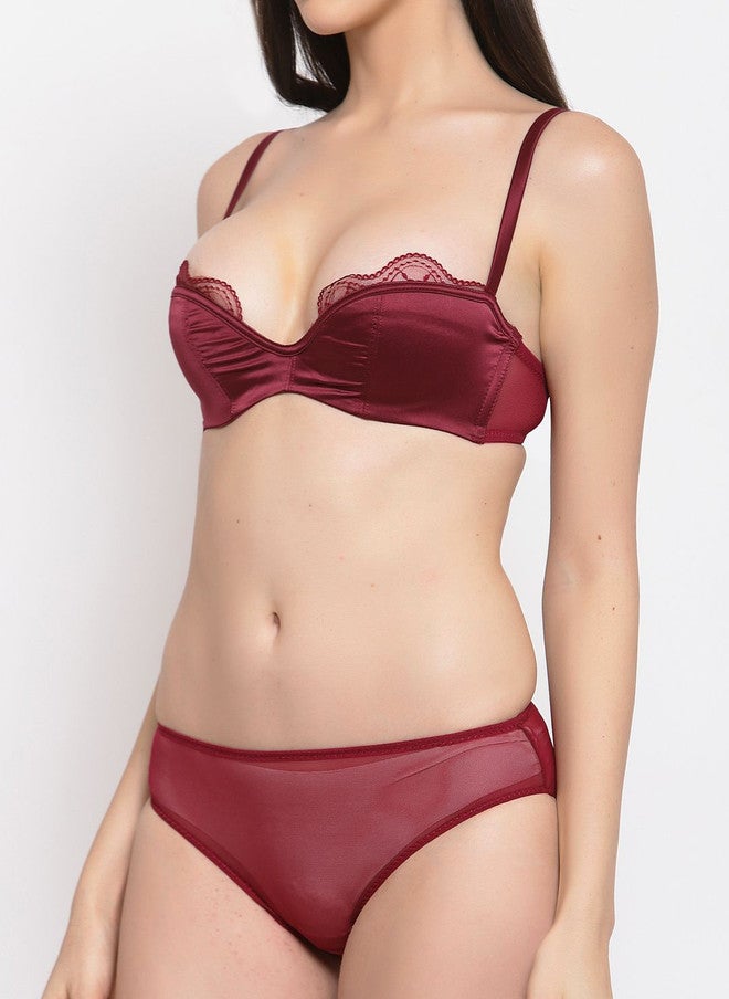 PRIZO Self-Designed Lingerie Set in Maroon - Image 5